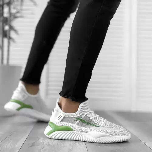 Adidasi barbati  albi din panza L3082 T13-2