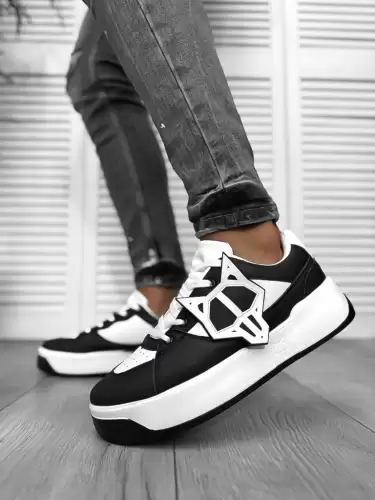 Adidasi barbati casual  albi cu negru 080 N11-2