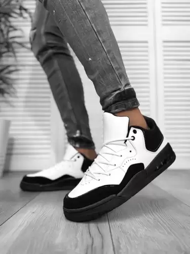 Adidasi barbati casual  albi cu negru 5919