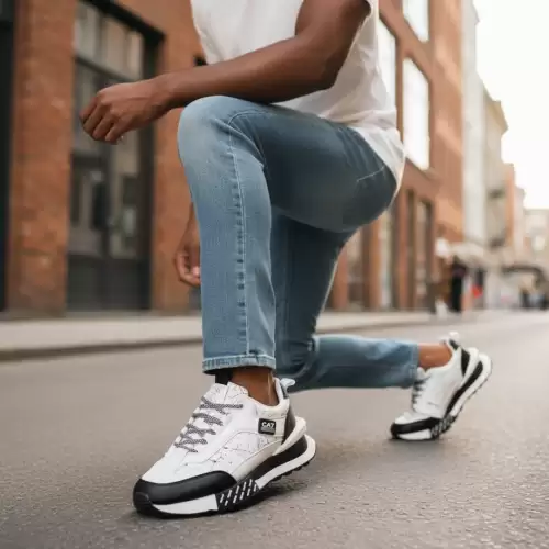 Adidasi barbati casual  albi cu negru  A103 T15-3