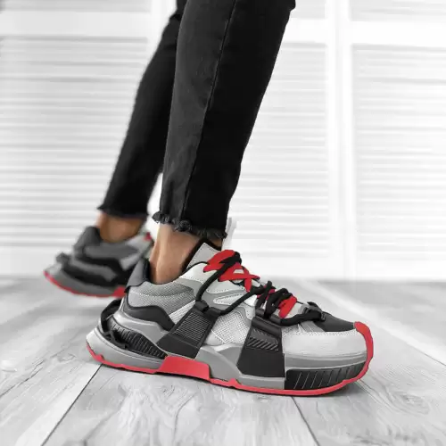 Adidasi barbati casual gri cu rosu H2301 T56-2