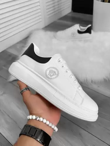 Adidasi barbati casual VIP albi cu negru  801