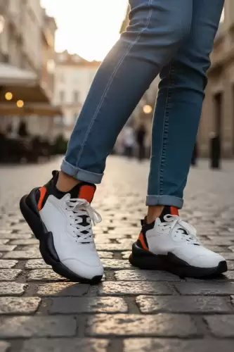 Adidasi dama albi cu negru  casual   inalti  H9