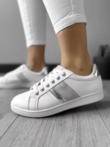 Adidasi dama casual albi cu gri 225  N7-2