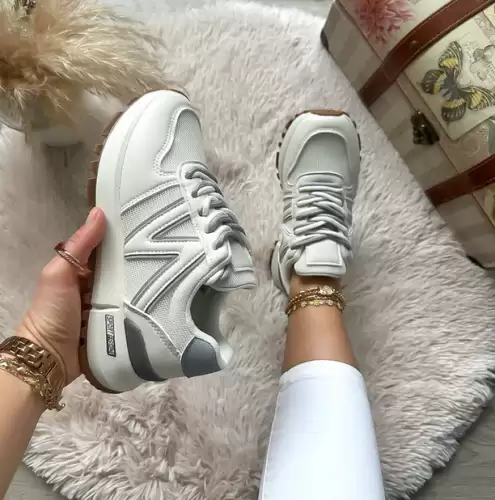 Adidasi dama casual albi cu gri 30664 N7-3