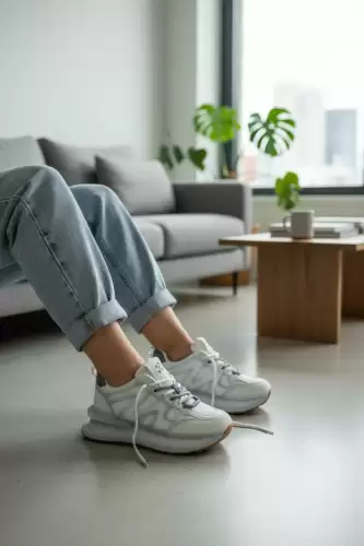 Adidasi dama casual albi cu gri R01