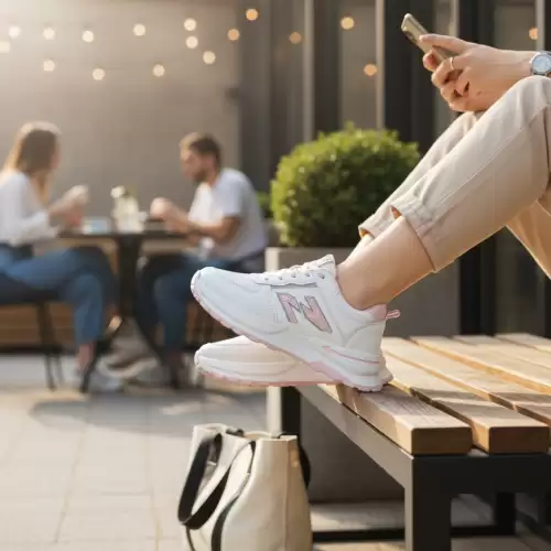 Adidasi dama casual albi cu roz 4603 N12-3