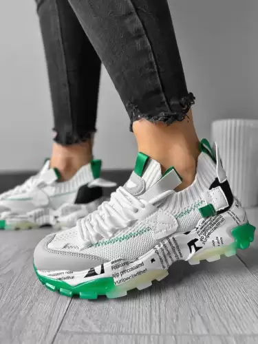 Adidasi dama casual albi cu verde H21 N1-4