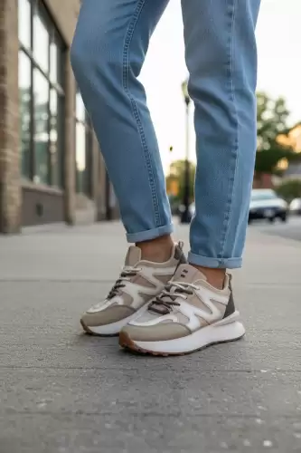 Adidasi dama casual bej cu maro R01