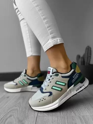 Adidasi dama casual bej cu verde K01 N6-2