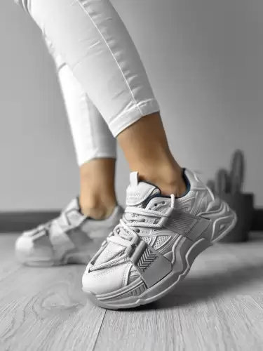 Adidasi dama casual cu talpa inalta gri CL2401 T6-1