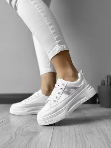 Adidasi dama casual cu talpa inalta  roz CL2402 T3-2