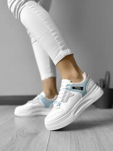 Adidasi dama casual cu talpa inalta turcoaz CL2407 T3-1