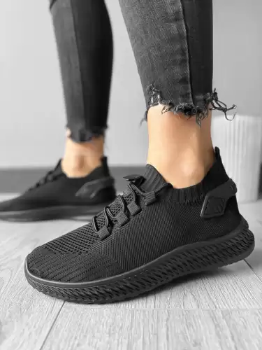 Adidasi dama casual din panza  negri 91  T13-1