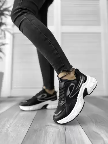 Adidasi dama casual negri cu alb 558 T6-3