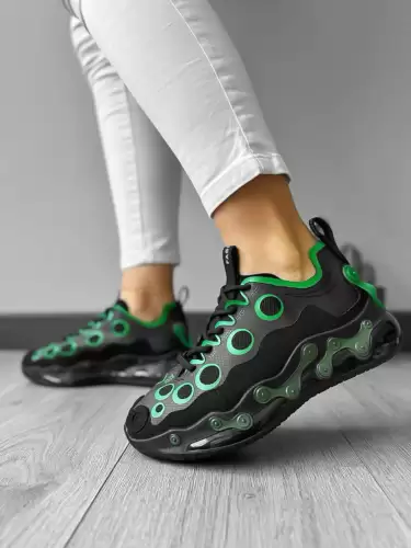 Adidasi dama casual negri cu verde H19 N13-3