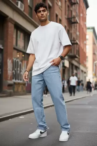 Blugi barbati baggy albastri 11081 H8-3