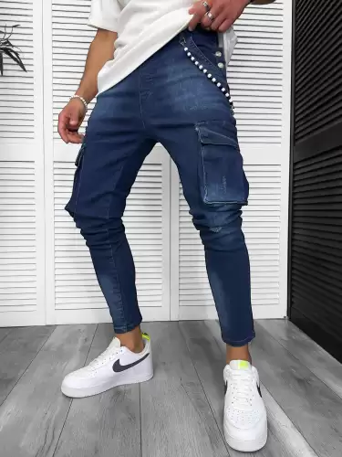 Blugi barbati conici albastri cargo 13335 O2-2.2