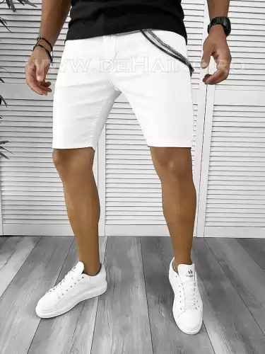 Blugi barbati scurti conici albi B8871 D7-5