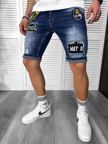 Blugi barbati scurti conici cu stikere 4069 H3-7