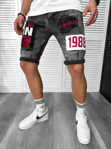 Blugi barbati scurti conici cu stikere 7036 H4-4