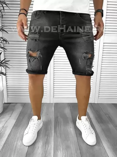 Blugi barbati scurti conici negri B8865 H2-2