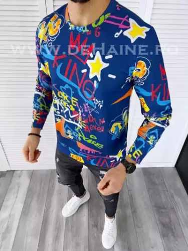 Bluza barbati bleumarin slim fit din silon B7660  D6-5.1