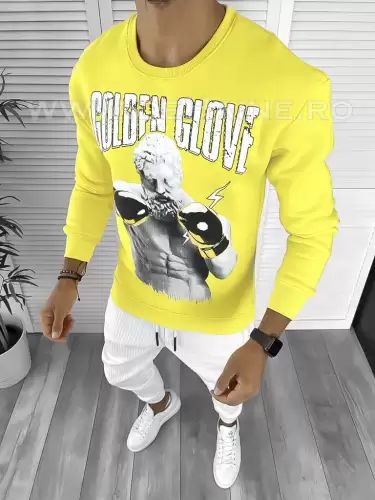 Bluza barbati galbena vatuita slim fit K409 i8-6