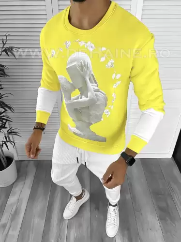 Bluza barbati galbena vatuita slim fit K411 V6