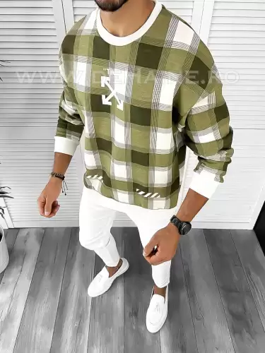 Bluza barbati kaki oversize  K356 16-1