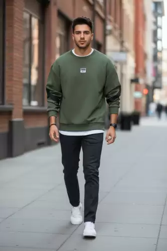 Bluza barbati kaki slim fit 71412 D8-5