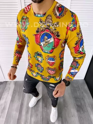 Bluza barbati mustar slim fit din silon B7661 O1-4.3