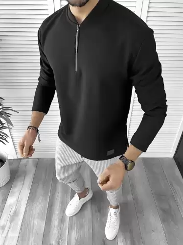 Bluza barbati neagra asimetrica 768   N7-4.2