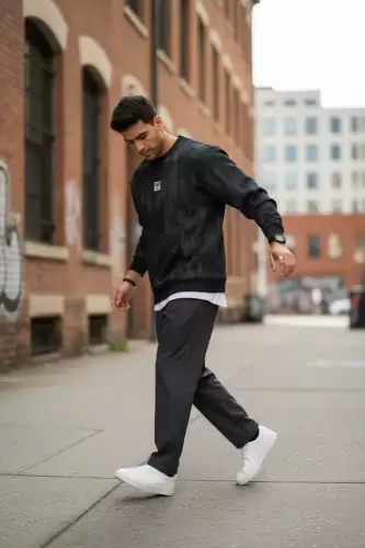 Bluza barbati neagra slim fit 71413 D4-5.2