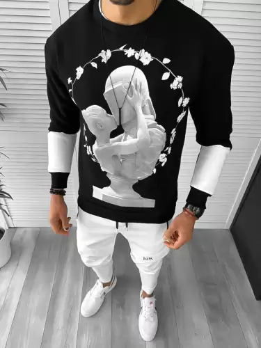 Bluza barbati neagra vatuita slim fit K411 I9-1.2