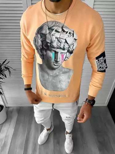 Bluza barbati portocalie slim fit K404 P19-2.2