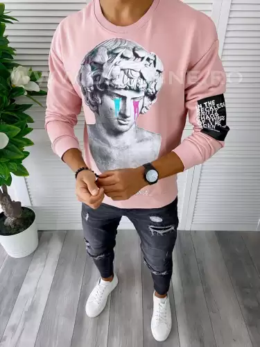 Bluza barbati roz slim fit K404  16-2