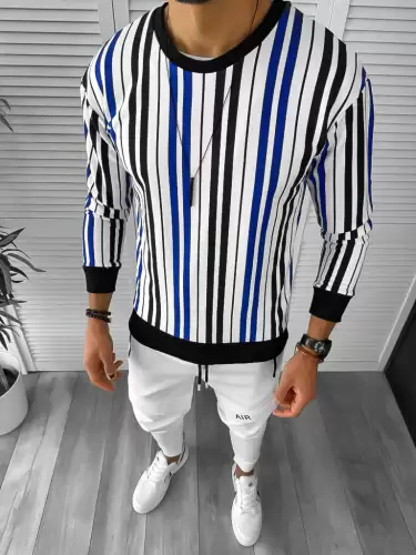 Bluza barbati slim fit albastra K352 Z32-5