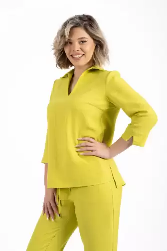 Bluza casual galbena cu maneca scurta