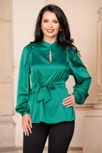 Bluza dama eleganta InPuff satinata verde