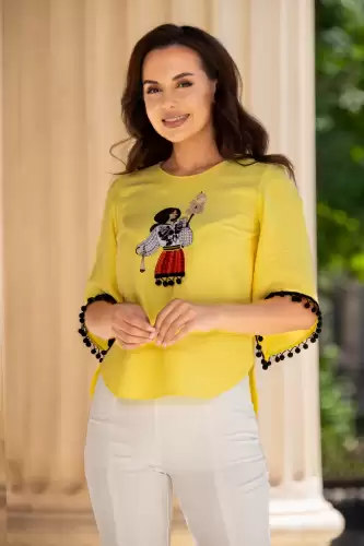 Bluza dama tip ie cu ciucuri si tarancuta brodata