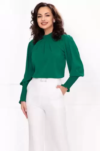 Bluza eleganta verde cu mansete elastice