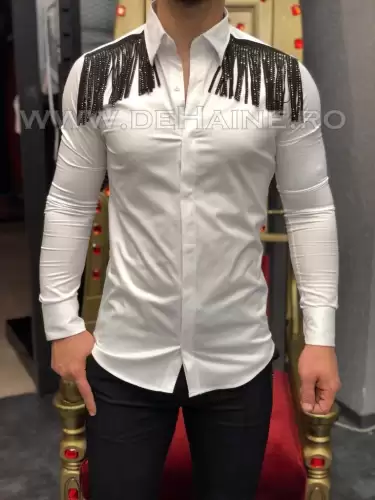 Camasa barbati alba slim fit pentru evenimente B5734 5-1