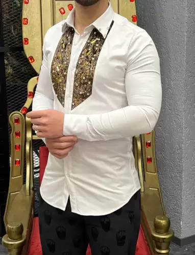 Camasa barbati alba slim fit pentru evenimente B8372 18-3.1