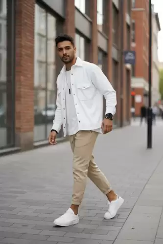 Camasa barbati casual alba 12910  127-2