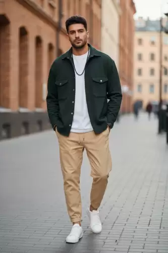 Camasa barbati casual kaki 12910 K2