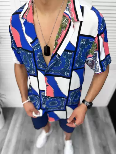 Camasa barbati de vara maneca scurta cu imprimeu 13096 D4-3.1