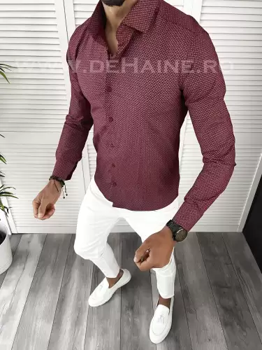 Camasa barbati grena slim fit B6402 W7-4