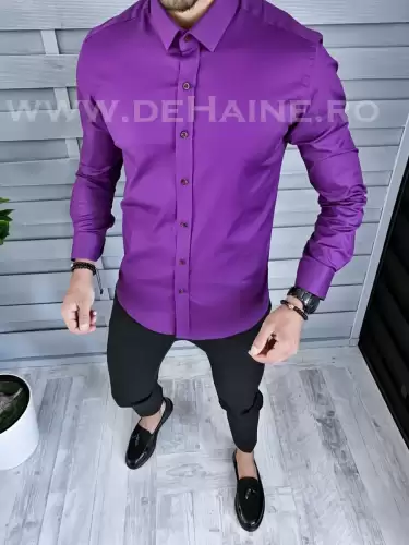 Camasa barbati mov slim fit cu butoni B1357 W4-3
