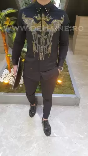 Camasa barbati neagra slim fit B5507 O3-4.1